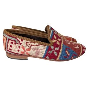 Artemis Design Co Kilim Embroidered Pointed Toe Slip On Loafers Shoes Women 7.5